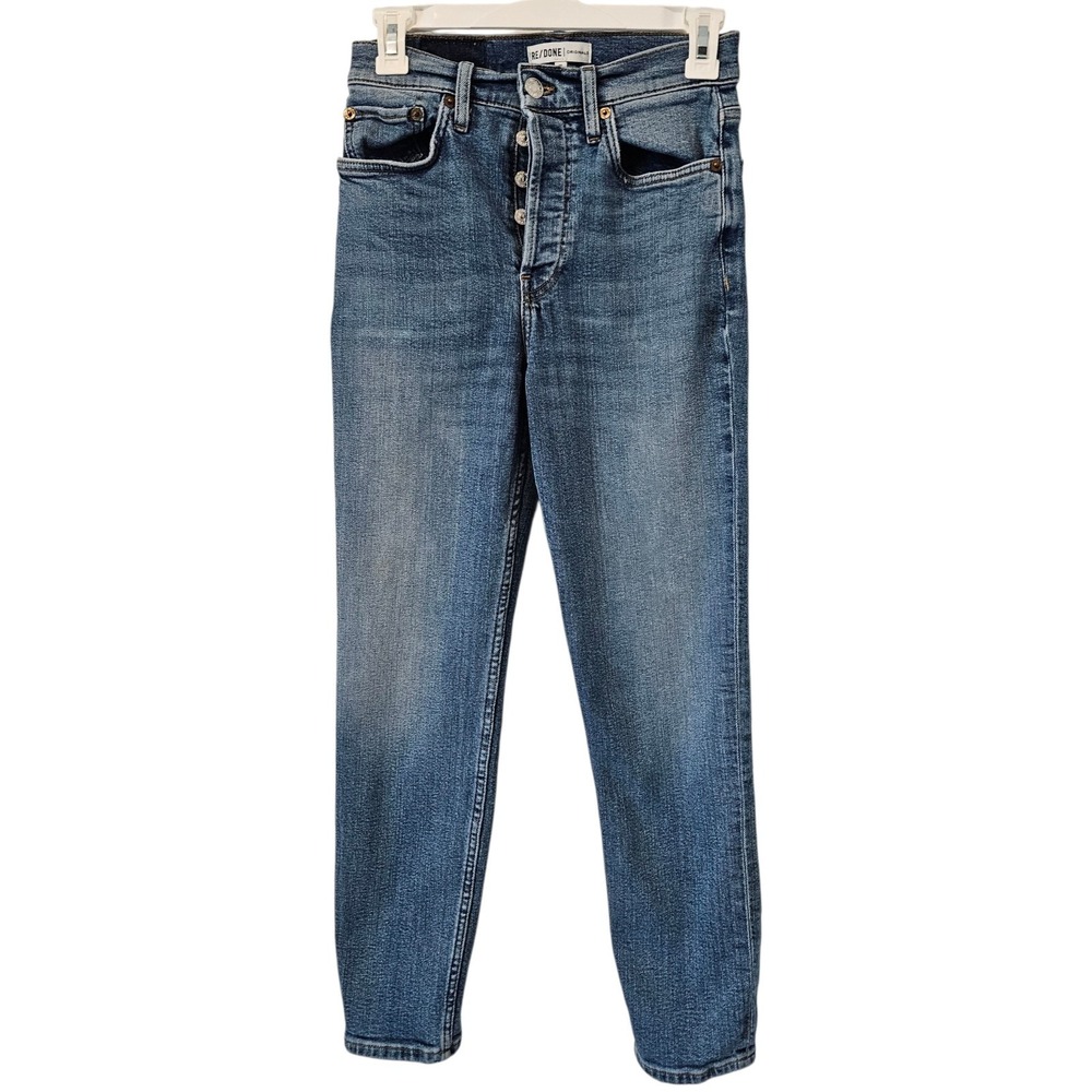 REDONE‎ Originals Button Fly Slim Straight High Rise Ankle Crop Jeans Women's 26